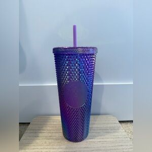 Purple Studded Tumbler with Straw